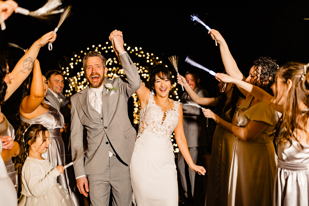 twilight wedding The Post Barn fairy lights & light wand exit
